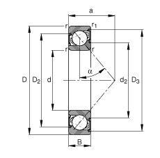 7004-B-2RS-TVP Angular contact ball bearings