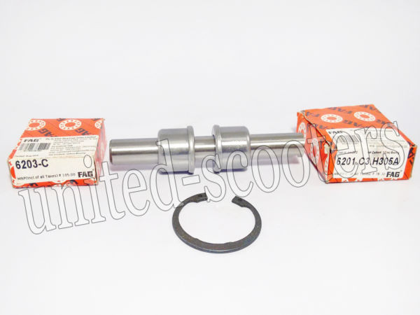 VESPA VBB VNA VLB FRONT HUB BEARINGS 6201 6203 FAG AND PIVOT PIN  P1505